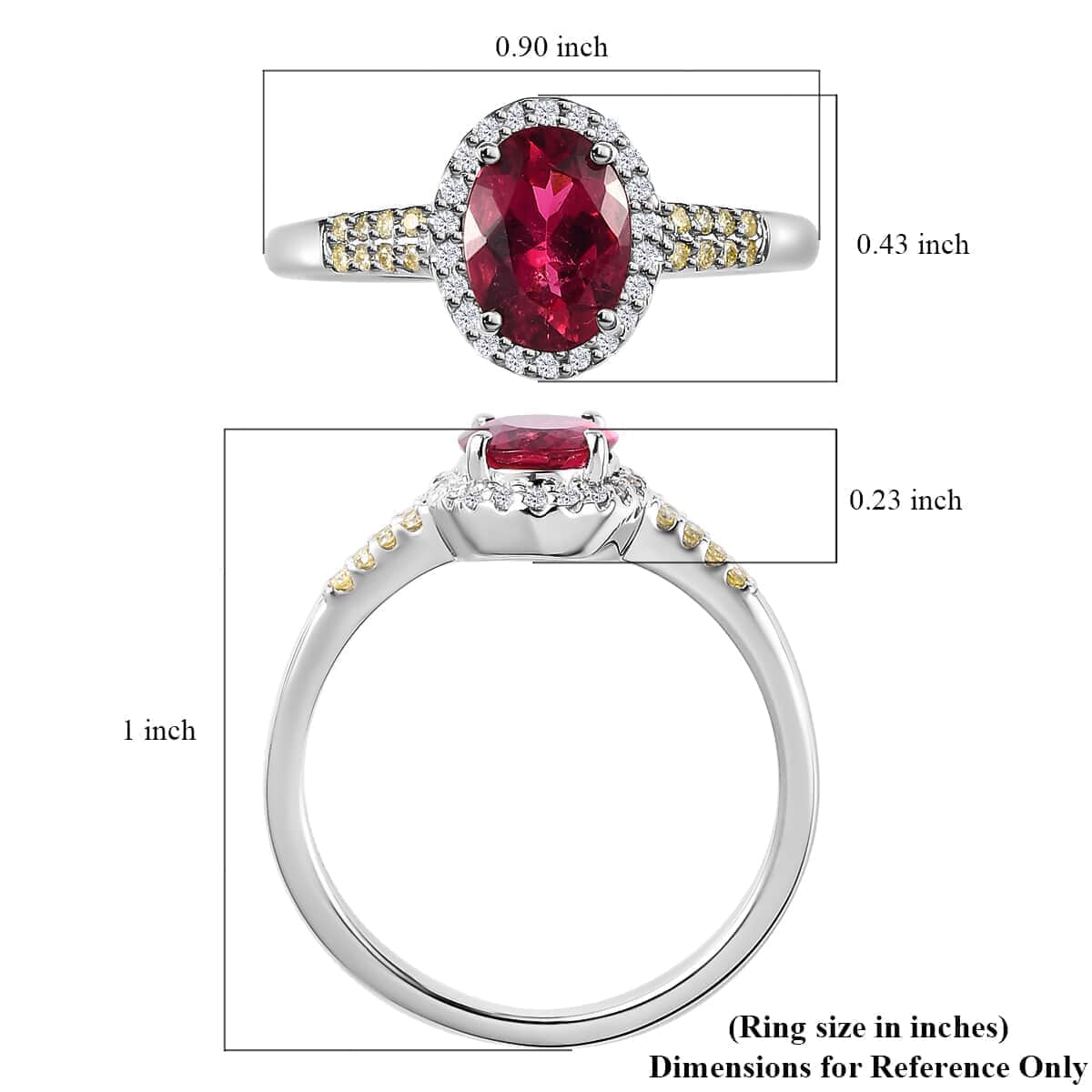 Iliana 18K White Gold AAA Ouro Fino Rubellite and S2 Natural Yellow and White Diamond Ring 5 Grams 1.40 ctw (Del. in 15-20 Days) image number 5