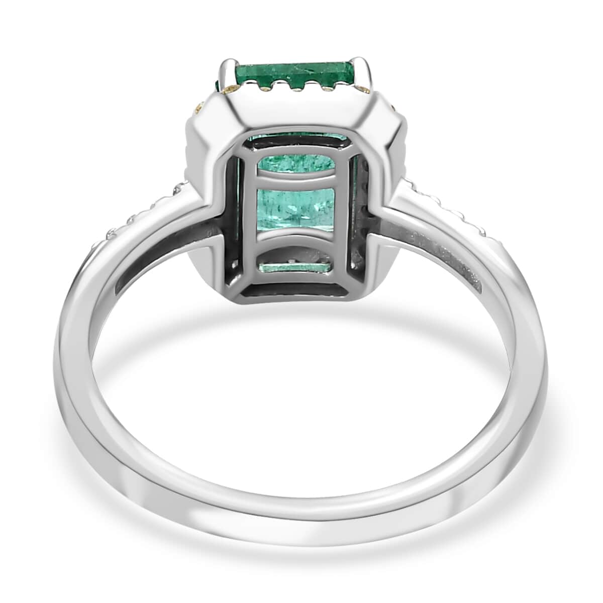 Iliana 18K White Gold AAA Kagem Zambian Emerald and S2 Natural Yellow Diamond Ring 4 Grams 1.35 ctw (Del. in 15-20 Days) image number 4