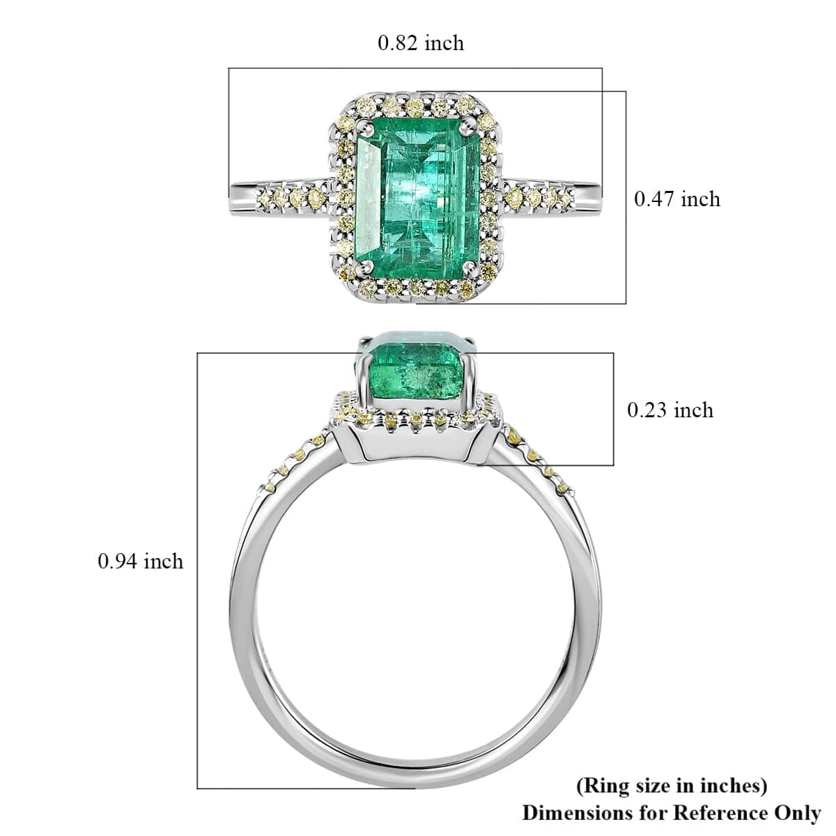 Iliana 18K White Gold AAA Kagem Zambian Emerald and S2 Natural Yellow Diamond Ring 4 Grams 1.35 ctw (Del. in 15-20 Days) image number 5