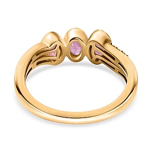 Ilakaka Hot Pink Sapphire (FF) and White Zircon 1.08 ctw Ring in 14K YG Over Sterling Silver (Size 8)