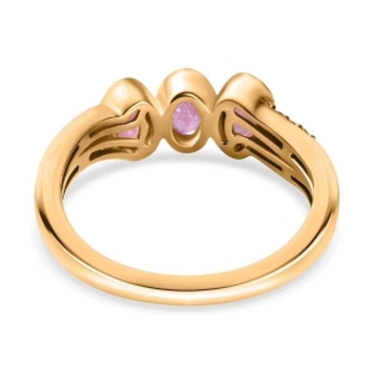 Ilakaka Hot Pink Sapphire (FF) and White Zircon 1.08 ctw Ring in 14K YG Over Sterling Silver (Size 8) image number 5