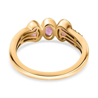 Ilakaka Hot Pink Sapphire (FF) and White Zircon 1.08 ctw Ring in 14K YG Over Sterling Silver (Size 8)