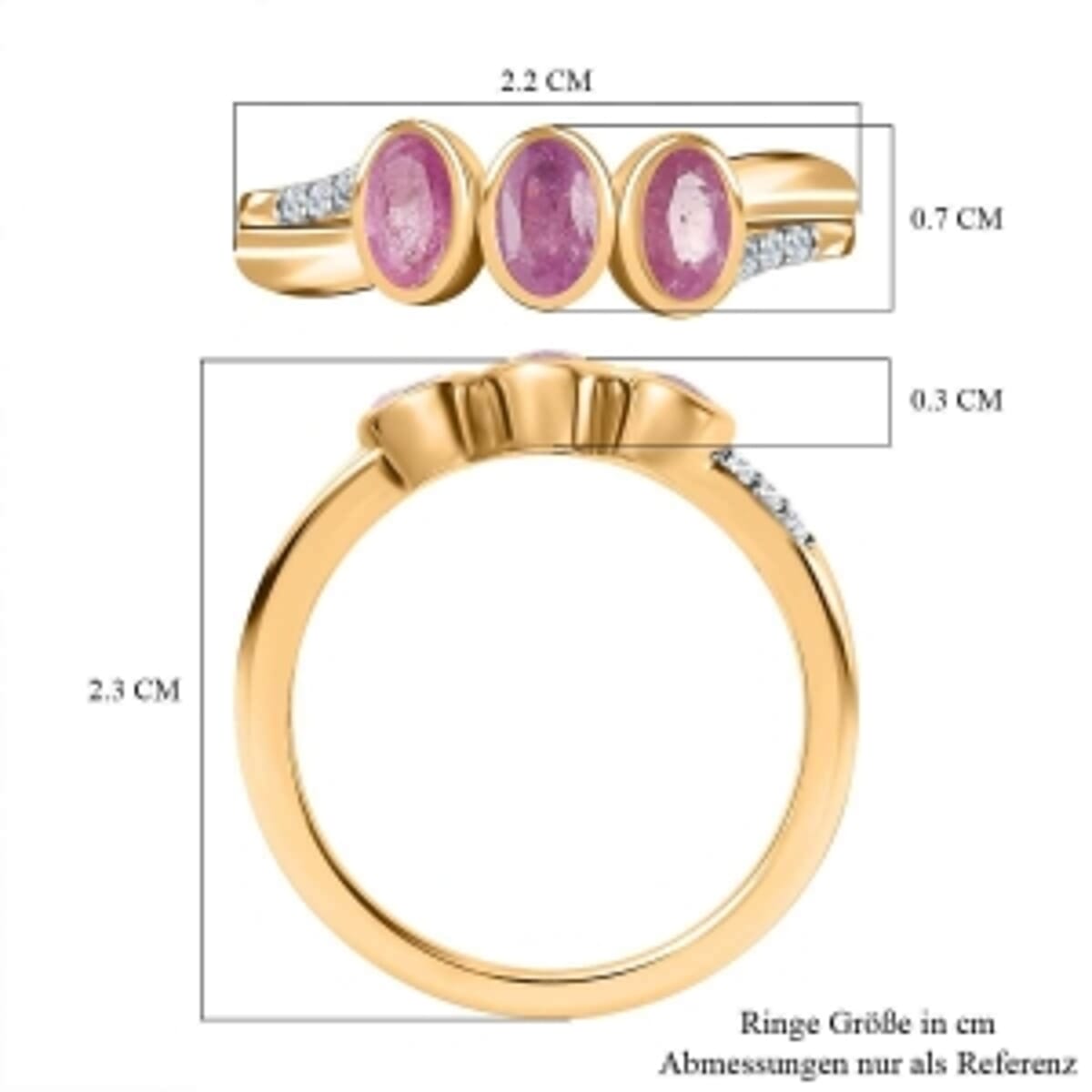 Ilakaka Hot Pink Sapphire (FF) and White Zircon 1.08 ctw Ring in 14K YG Over Sterling Silver (Size 8) image number 6