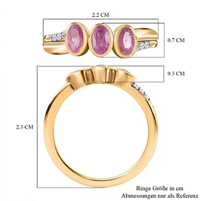 Ilakaka Hot Pink Sapphire (FF) and White Zircon 1.08 ctw Ring in 14K YG Over Sterling Silver (Size 8)