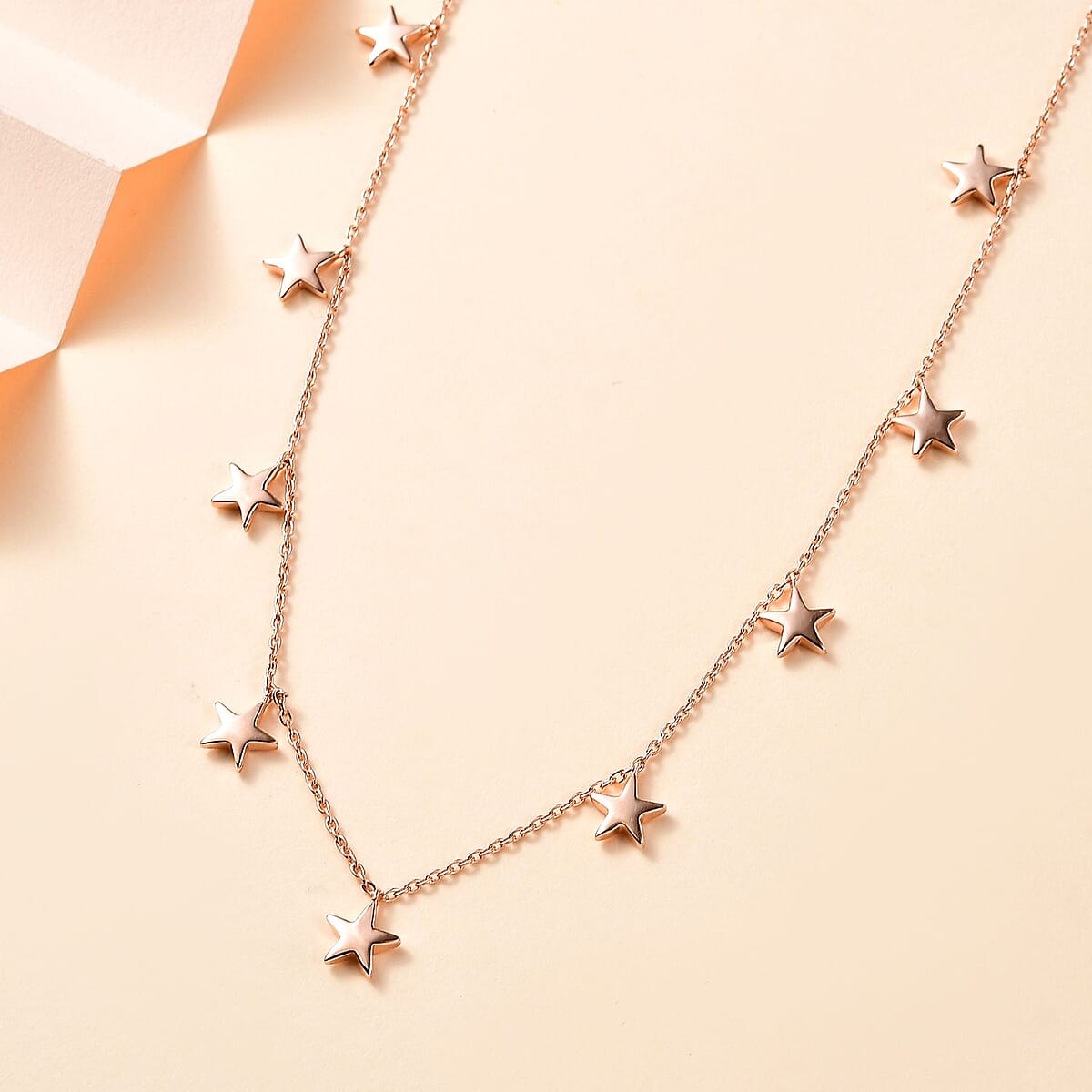 Vermeil Rose Gold Over Sterling Silver Necklace 18 Inches 6.60 Grams image number 1