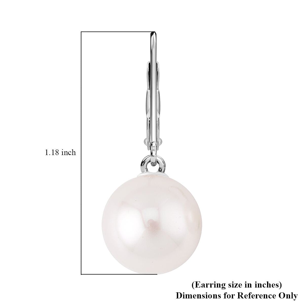 White Shell Pearl Lever Back Earrings in Rhodium Over Sterling Silver image number 4