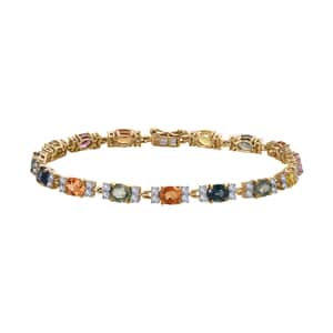 Luxoro 10K Yellow Gold Premium Multi Sapphire and Moissanite Bracelet (6.50 In) 4 Grams 8.50 ctw