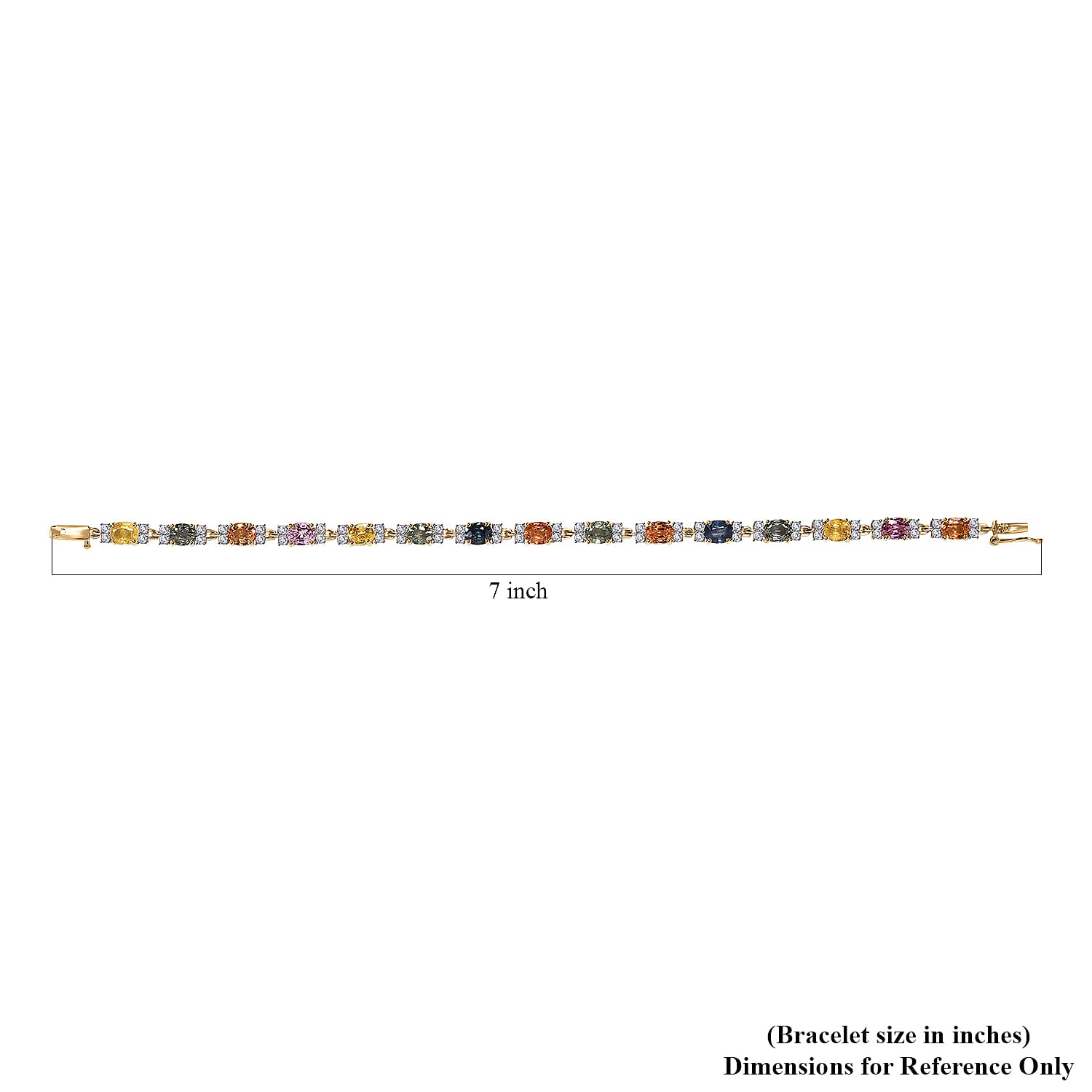 Luxoro 10K Yellow Gold Premium Multi Sapphire and Moissanite Bracelet (6.50 In) 4 Grams 8.50 ctw