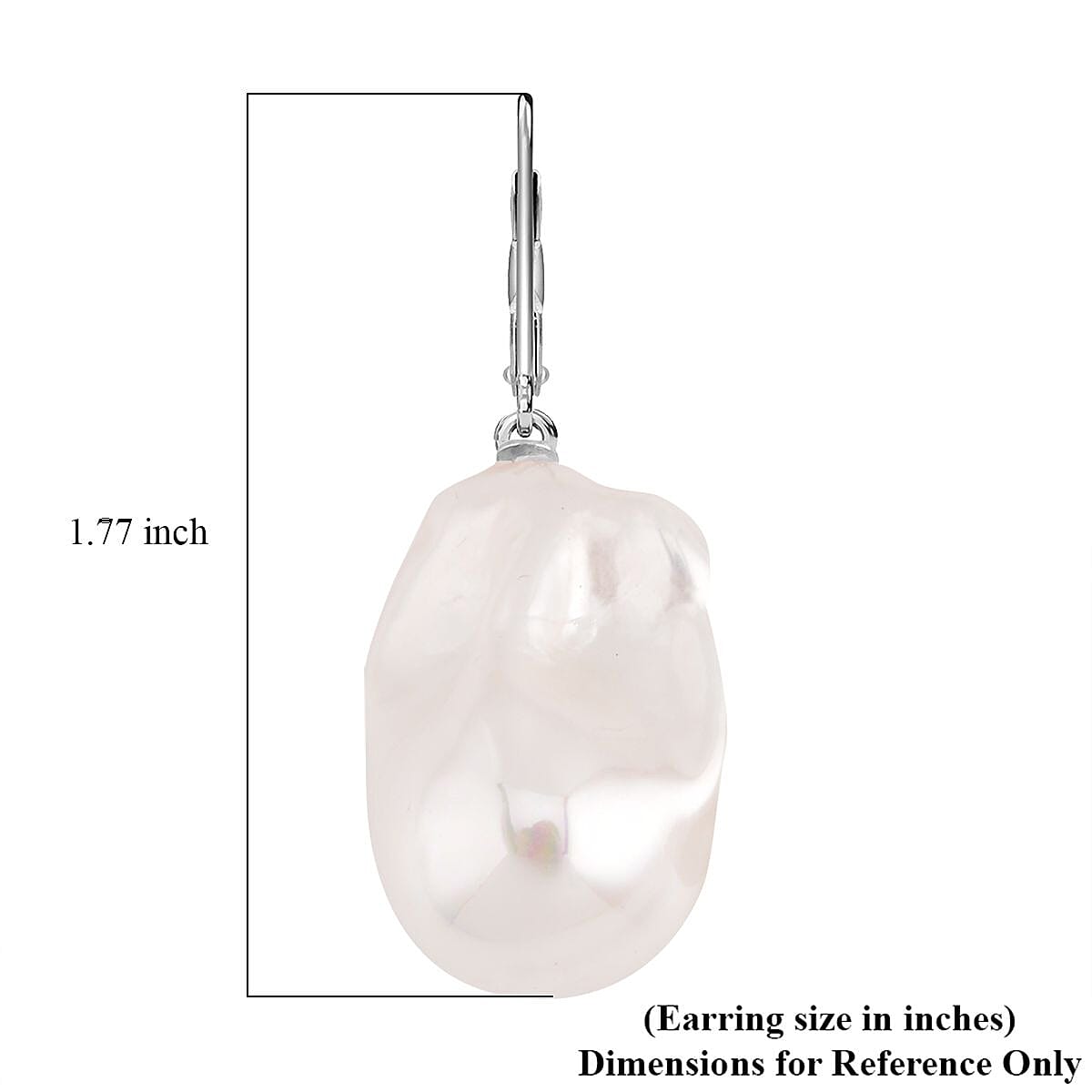 Organic Shape Baroque Pearl Lever Back Earrings in Rhodium Over Sterling Silver image number 4