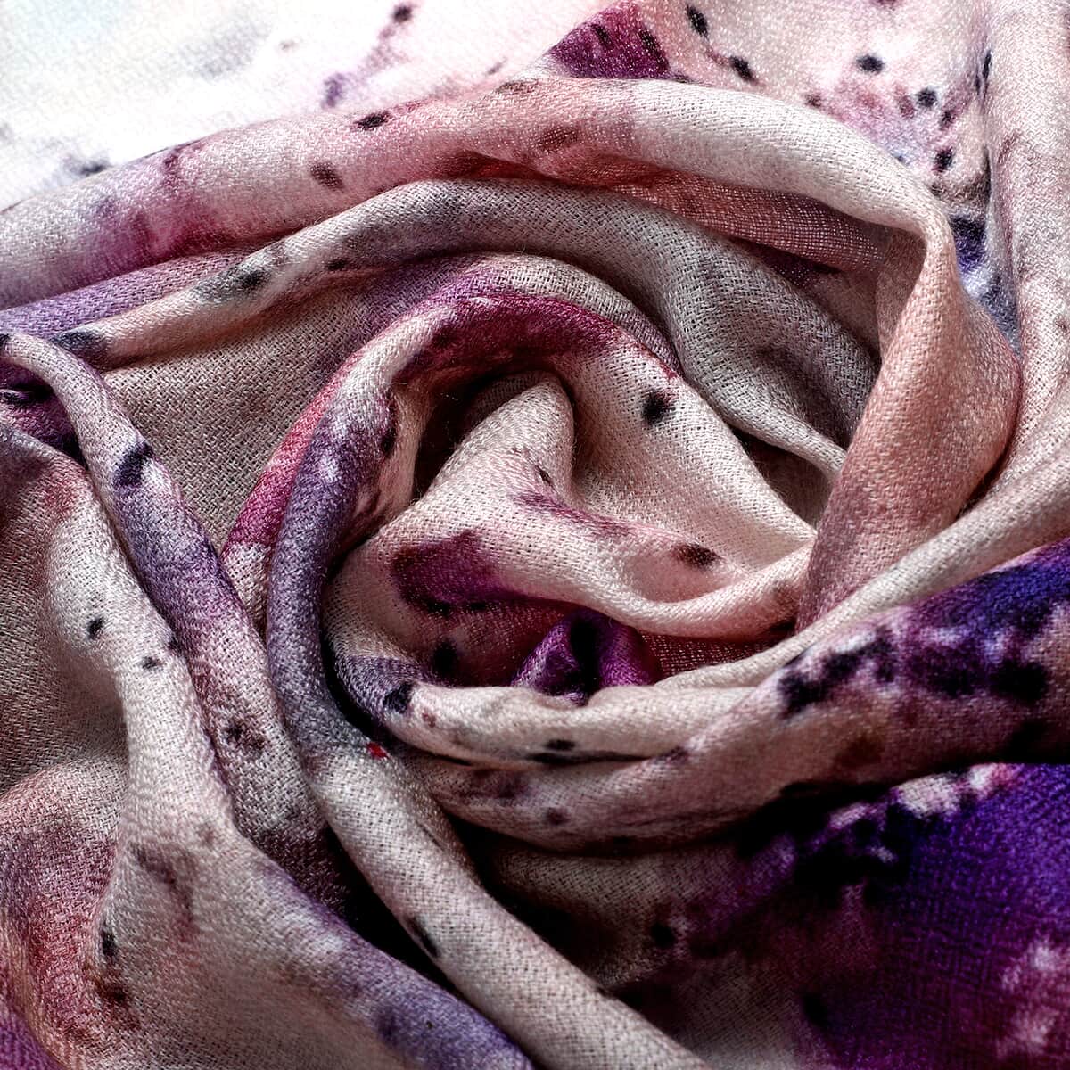 LA Marey Purple Pattern 100% Cashmere Wool Scarf image number 5