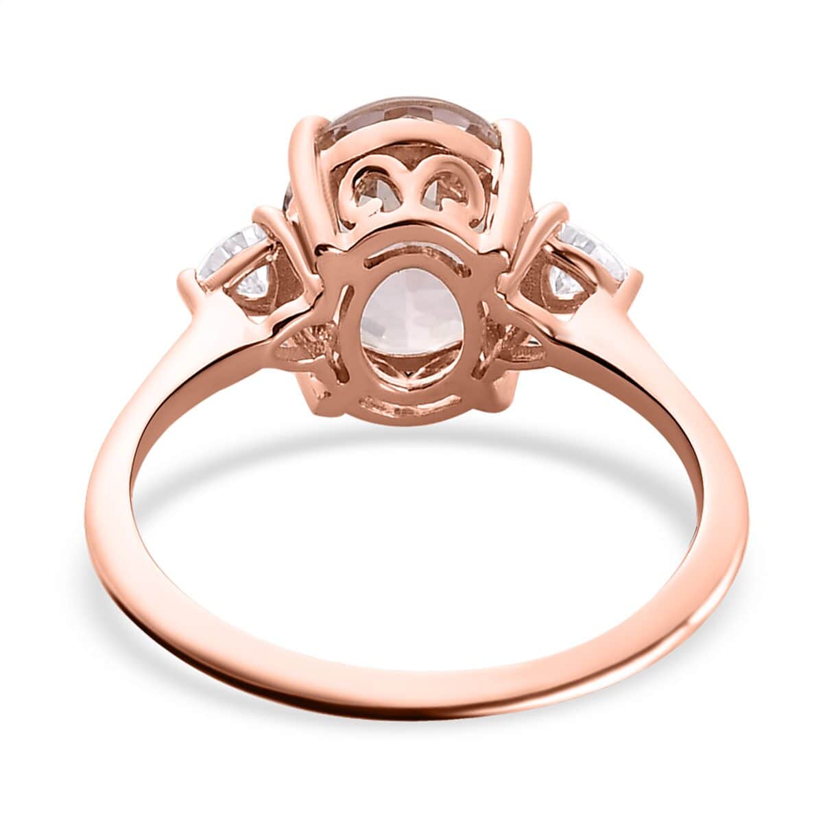 Luxoro 10K Rose Gold AAA Marropino Morganite and Moissanite Ring (Size 8.0) 2.50 ctw image number 4