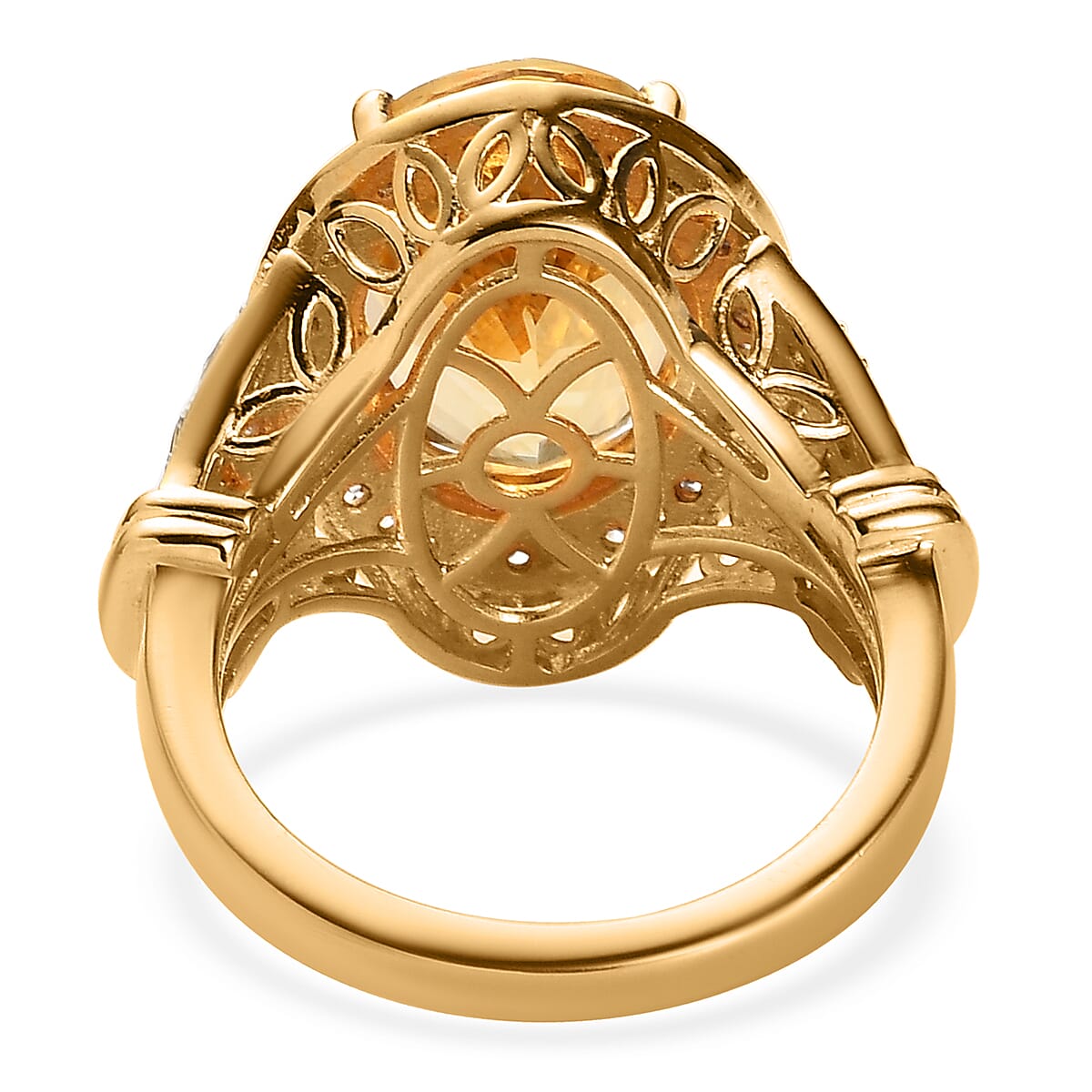 Premium Brazilian Heliodor and White Zircon Halo Ring in Vermeil Yellow Gold Over Sterling Silver (Size 6.0) 6.00 ctw image number 4