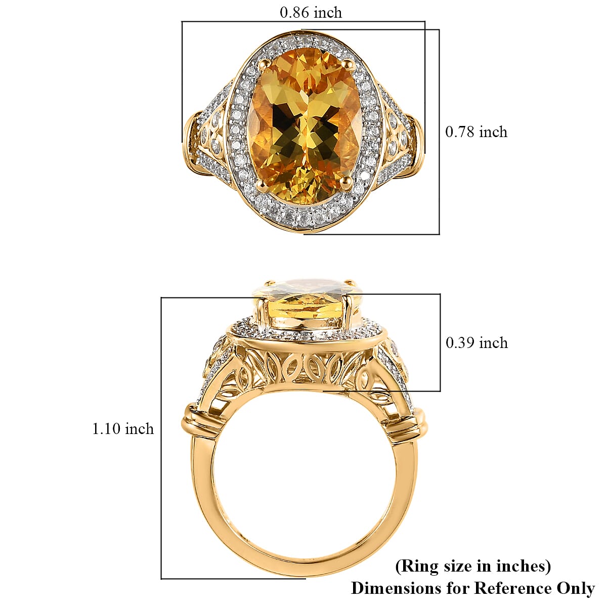 Premium Brazilian Heliodor and White Zircon Halo Ring in Vermeil Yellow Gold Over Sterling Silver (Size 9.0) 6.00 ctw image number 5