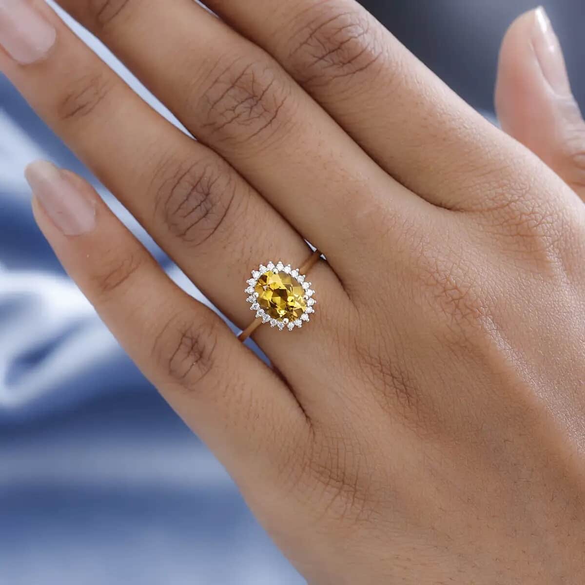 Luxoro AAA Brazilian Heliodor Sunburst Ring, Moissanite Accent Ring, 10K Yellow Gold Ring, Heliodor Ring, Engagement Ring For Her 1.85 ctw image number 5