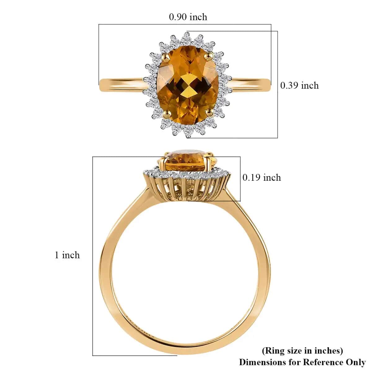 Luxoro AAA Brazilian Heliodor Sunburst Ring, Moissanite Accent Ring, 10K Yellow Gold Ring, Heliodor Ring, Engagement Ring For Her 1.85 ctw image number 6