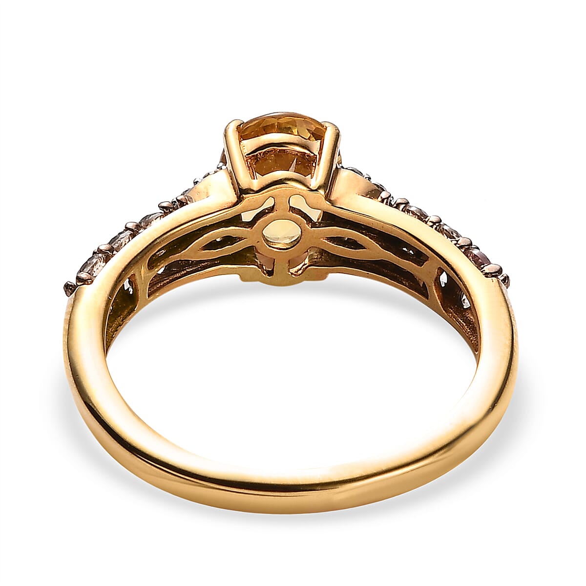 Premium Brazilian Heliodor, White and Coffee Zircon Ring in Vermeil Yellow Gold Over Sterling Silver (Size 8.0) 1.85 ctw image number 4