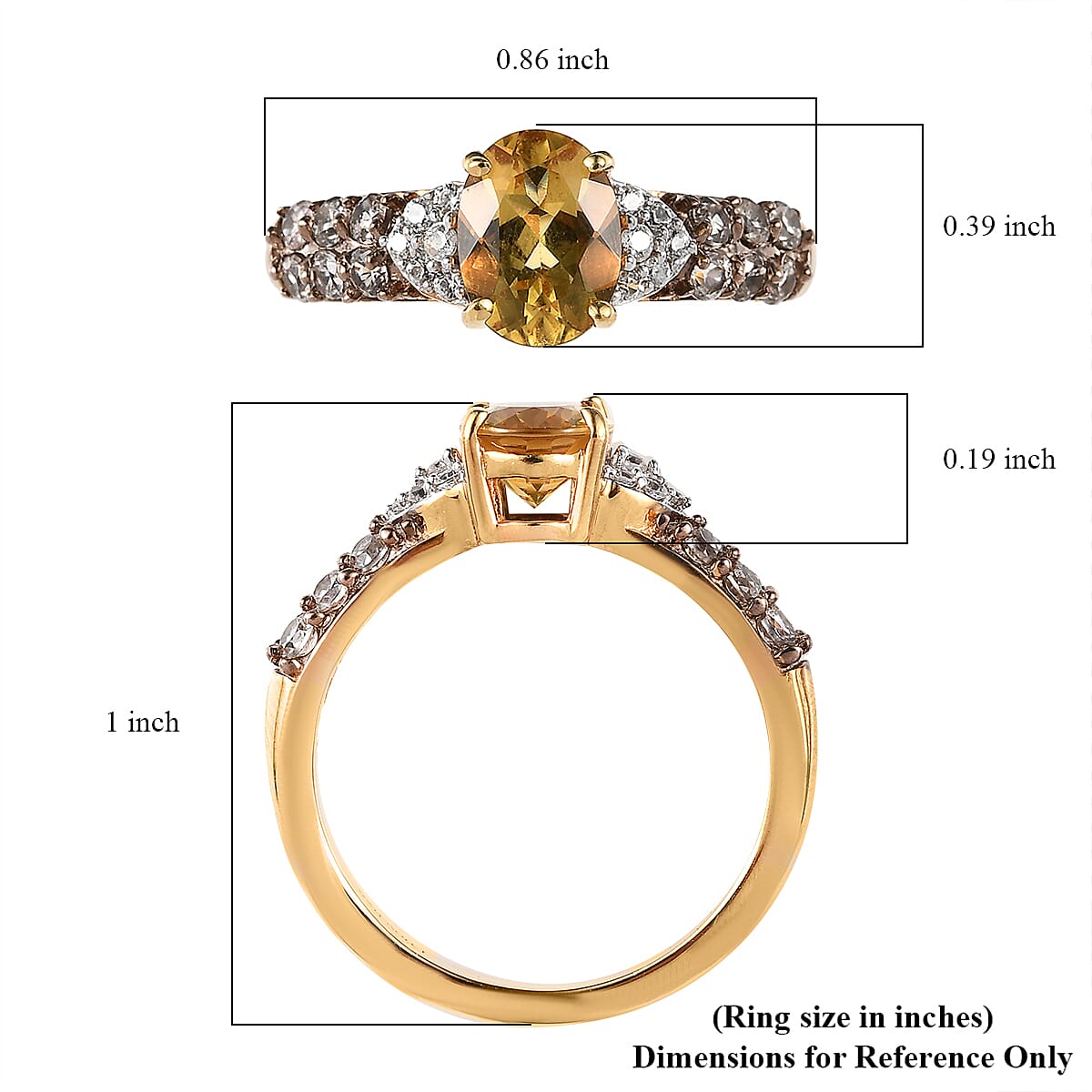 Premium Brazilian Heliodor, White and Coffee Zircon Ring in Vermeil Yellow Gold Over Sterling Silver (Size 8.0) 1.85 ctw image number 5