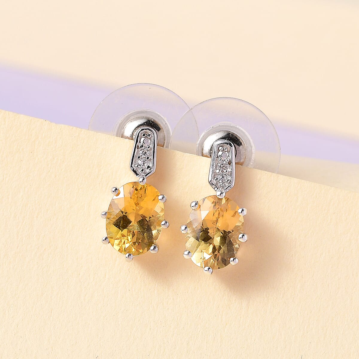 Premium Brazilian Heliodor and White Zircon Dangle Earrings in Platinum Over Sterling Silver 2.25 ctw image number 1
