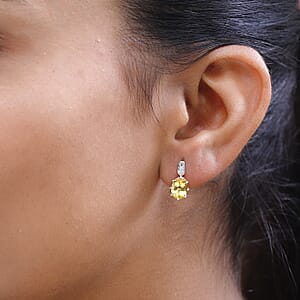 Premium Brazilian Heliodor and White Zircon Dangle Earrings in Platinum Over Sterling Silver 2.25 ctw