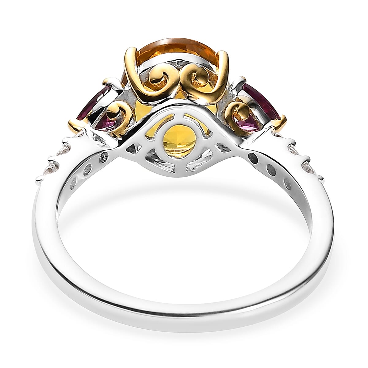 Premium Brazilian Heliodor and Multi Gemstone Ring in Vermeil Yellow Gold and Platinum Over Sterling Silver (Size 10.0) 3.15 ctw