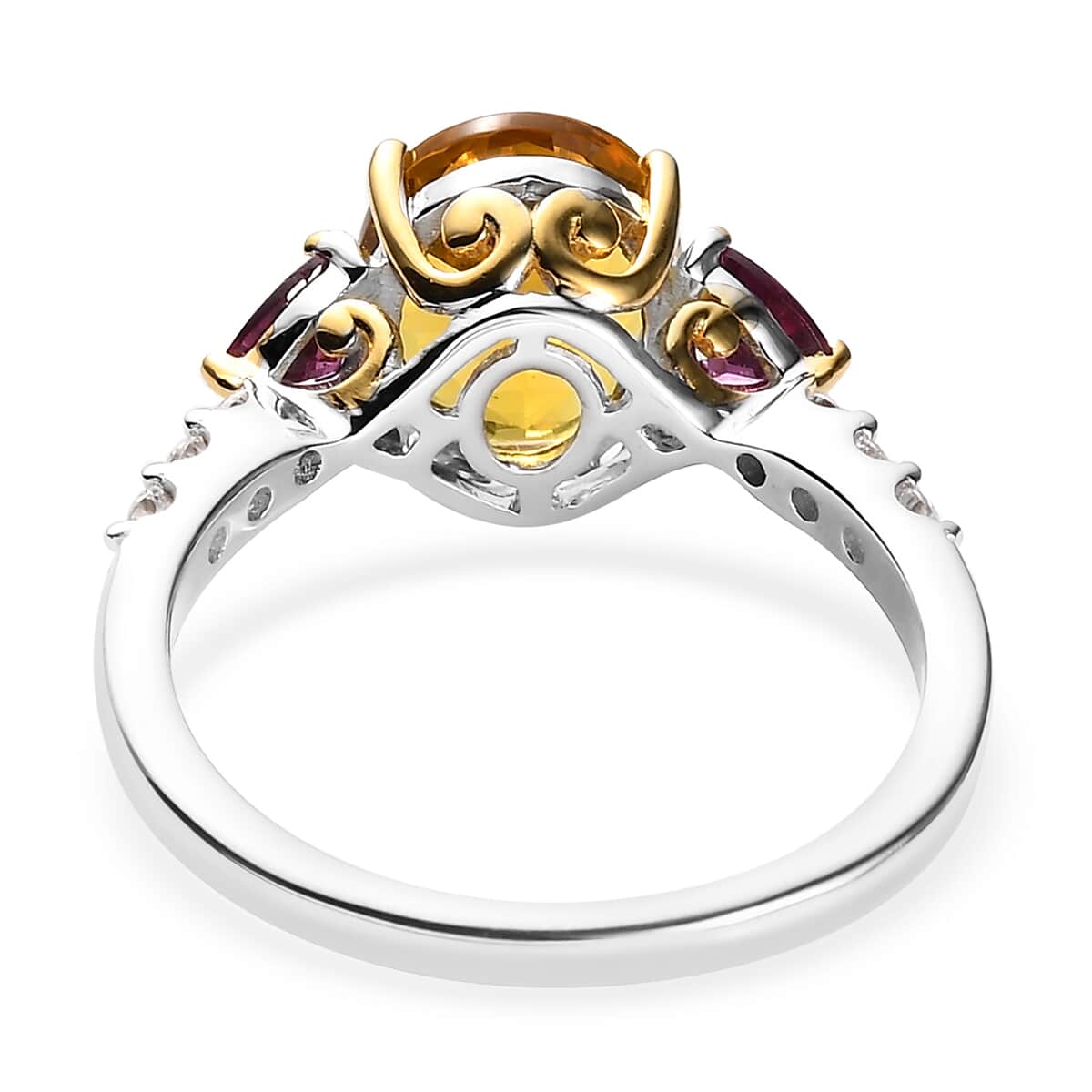 Premium Brazilian Heliodor and Multi Gemstone Ring in Vermeil Yellow Gold and Platinum Over Sterling Silver 3.15 ctw image number 4