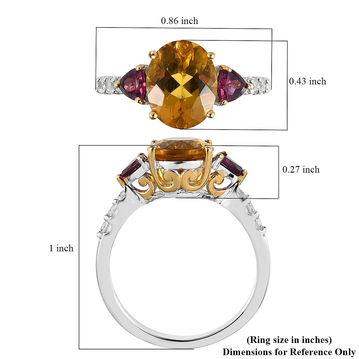 Premium Brazilian Heliodor and Multi Gemstone Ring in Vermeil Yellow Gold and Platinum Over Sterling Silver (Size 10.0) 3.15 ctw