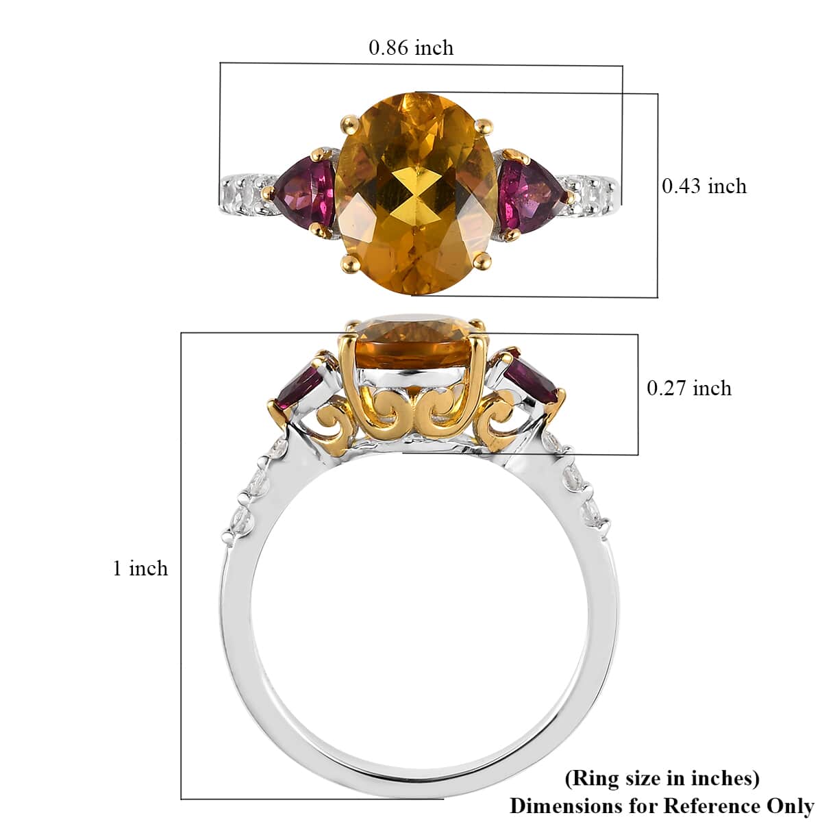 Premium Brazilian Heliodor and Multi Gemstone Ring in Vermeil Yellow Gold and Platinum Over Sterling Silver 3.15 ctw image number 5