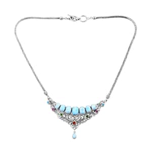 Bali Legacy Larimar, Multi Gemstone Necklace 20-20.75 Inches in Sterling Silver 16.75 ctw