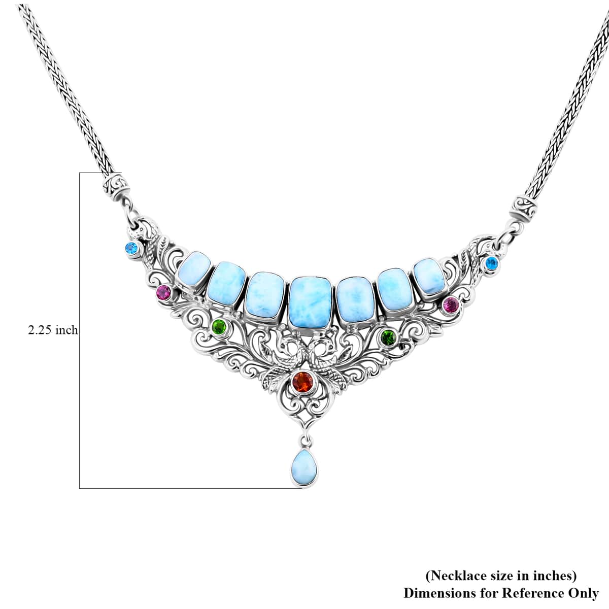 Bali Legacy Larimar, Multi Gemstone Necklace 20 Inches in Sterling Silver 16.75 ctw (Del. in 8-10 Days) image number 5