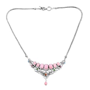 Bali Legacy Peruvian Pink Opal, Multi Gemstone Necklace 20-20.75 Inches in Sterling Silver 11.40 ctw