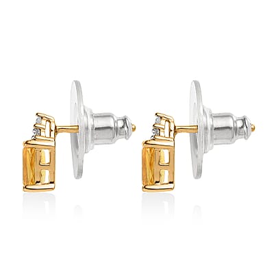 Premium Brazilian Heliodor and White Zircon Earrings in Vermeil Yellow Gold Over Sterling Silver 1.10 ctw