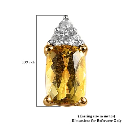 Premium Brazilian Heliodor and White Zircon Earrings in Vermeil Yellow Gold Over Sterling Silver 1.10 ctw