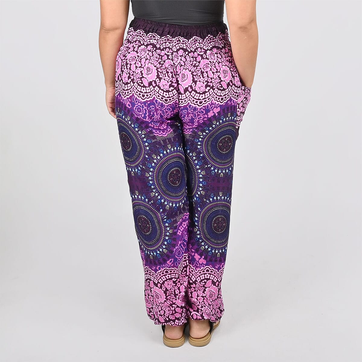 Tamsy Purple Mandala Printed Harem Pants - One Size Fits Most image number 3