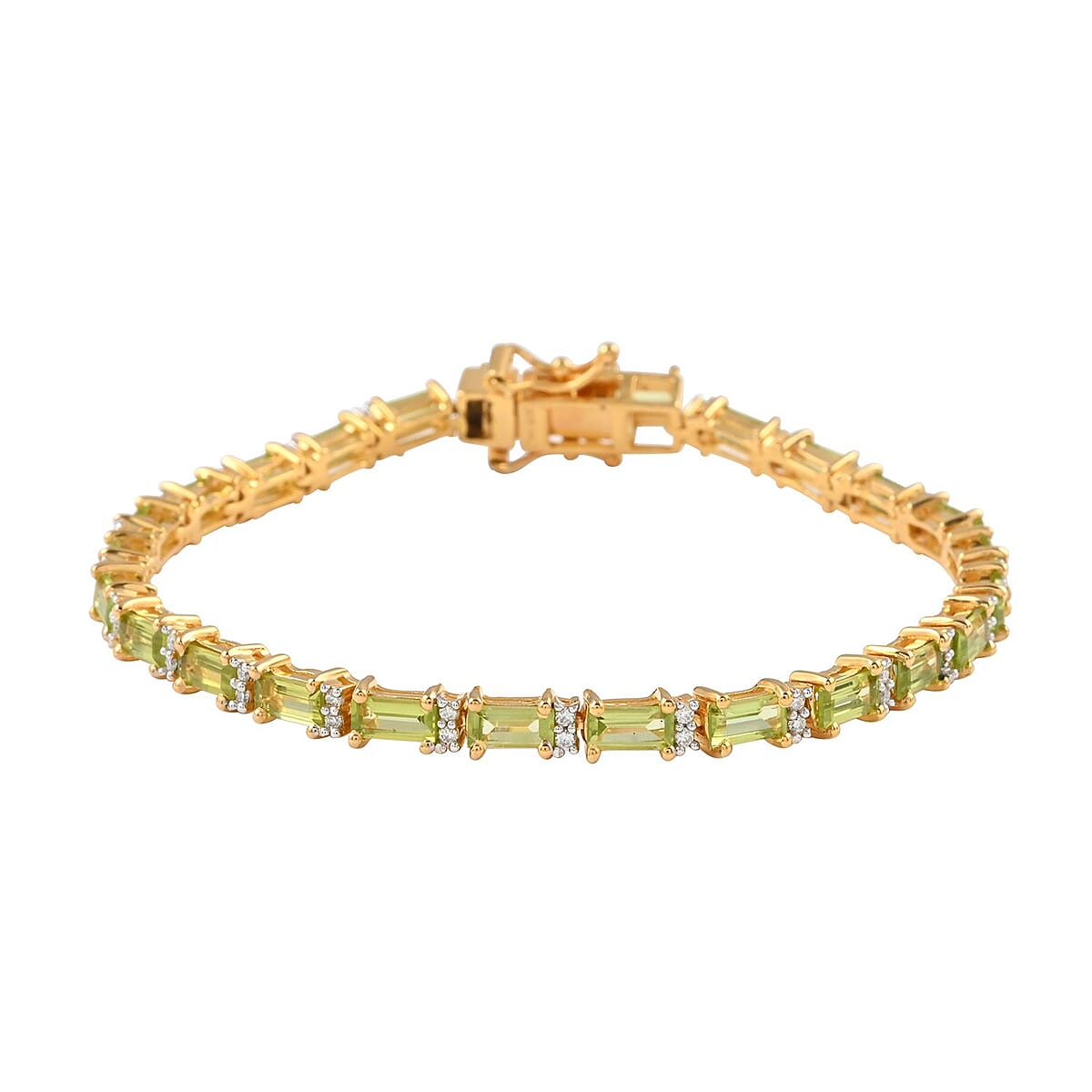 Arizona Peridot and Moissanite Tennis Bracelet in Vermeil YG Over Sterling Silver (6.50 In) 5.35 ctw image number 0