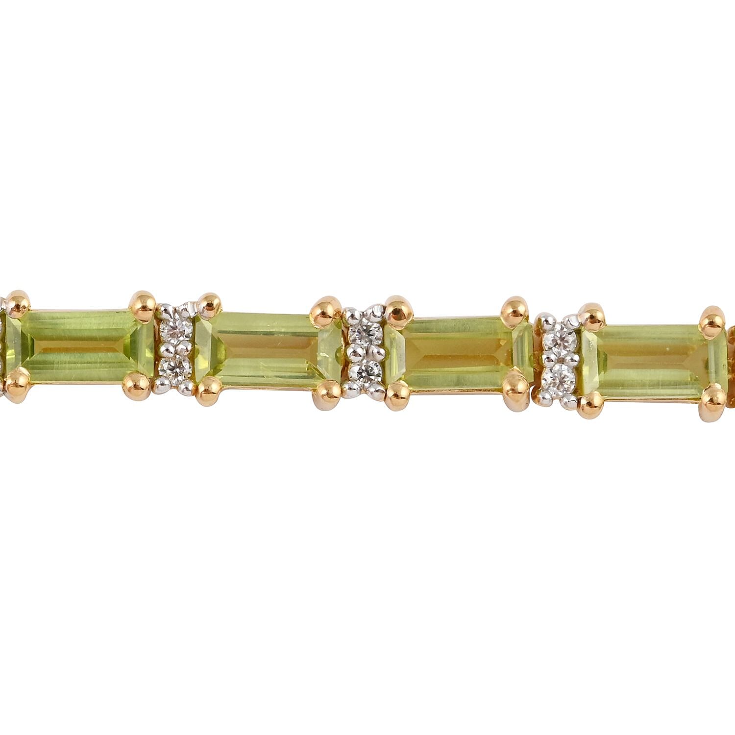 Arizona Peridot and Moissanite Tennis Bracelet in Vermeil YG Over Sterling Silver (6.50 In) 5.35 ctw