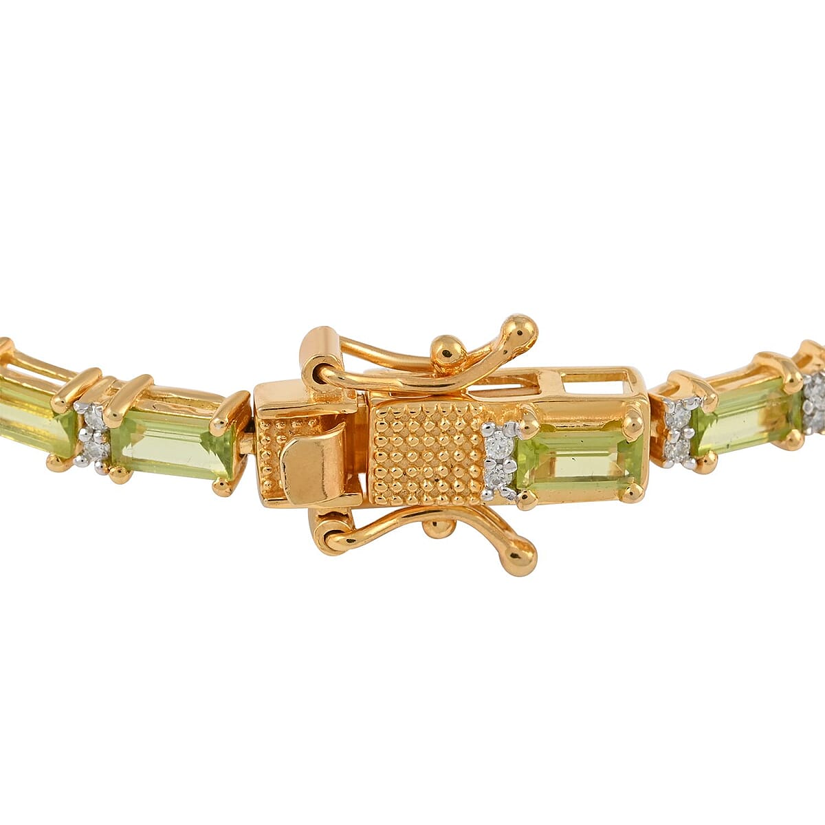 Arizona Peridot and Moissanite Tennis Bracelet in Vermeil YG Over Sterling Silver (6.50 In) 5.35 ctw image number 3
