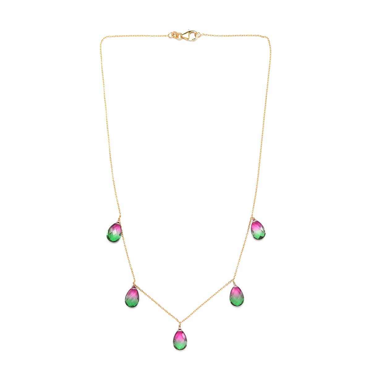 Buy Watermelon Quartz (Triplet) Station Necklace 18 Inches in 14K ...