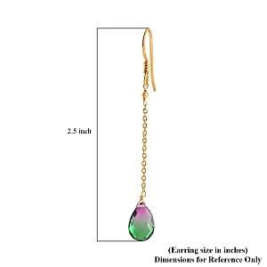 Watermelon Quartz (Triplet) Dangling Earrings in 14K Yellow Gold Over Sterling Silver 7.80 ctw