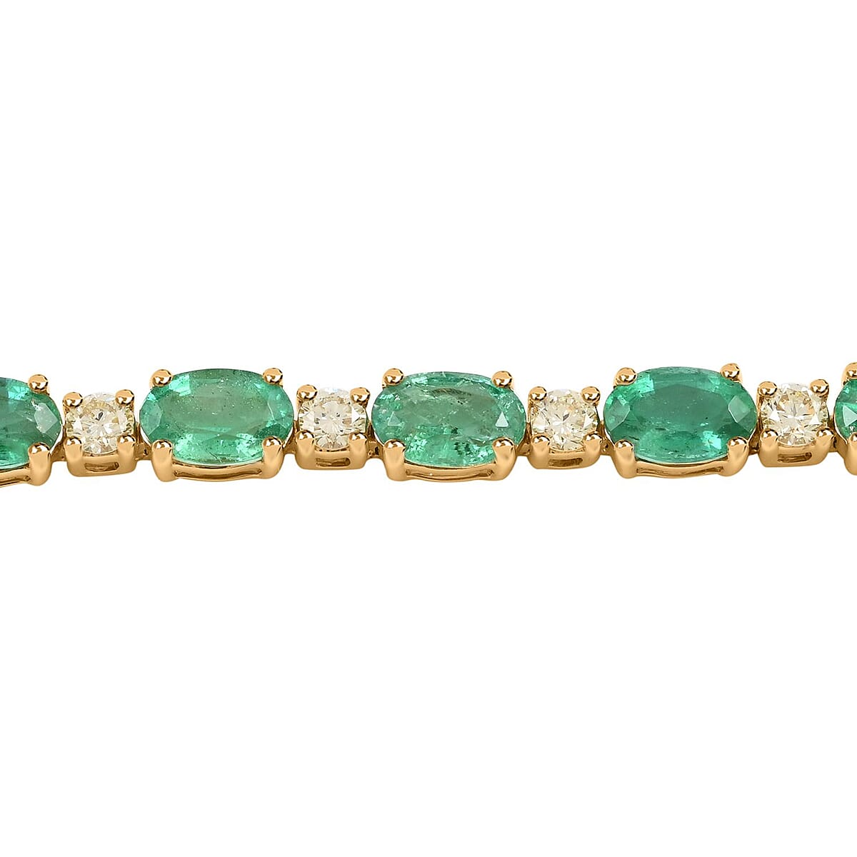 Ankur Treasure Chest Modani 14K Yellow Gold Emerald and Natural Yellow Diamond SI Bracelet (7.25 In) 9.75 Grams 10.30 ctw image number 2
