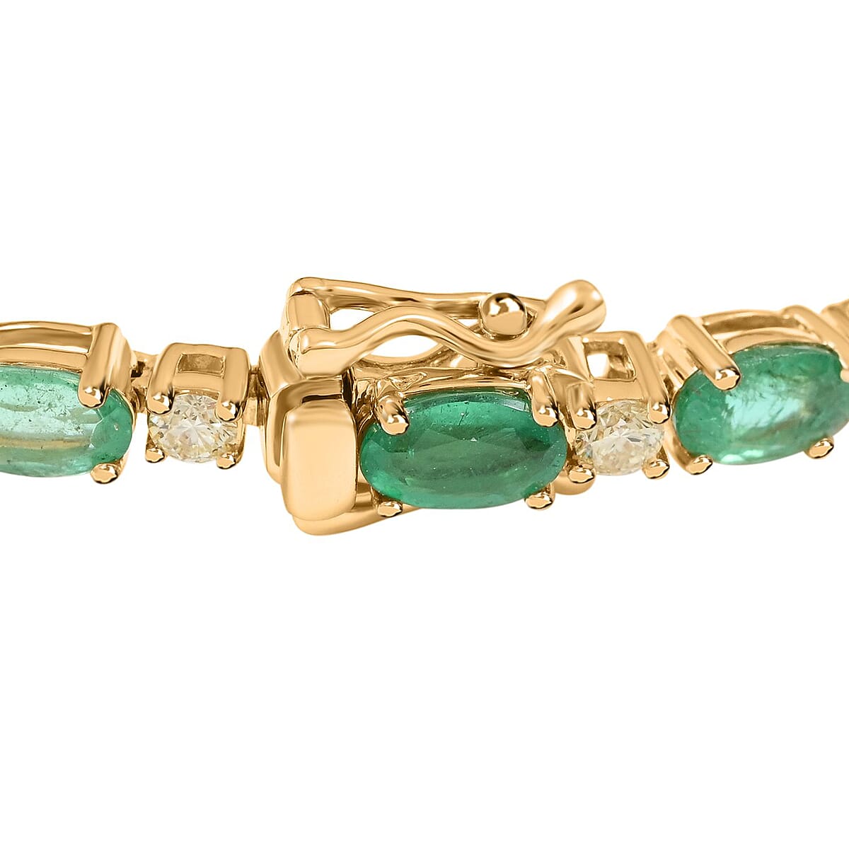 Ankur Treasure Chest Modani 14K Yellow Gold Emerald and Natural Yellow Diamond SI Bracelet (7.25 In) 9.75 Grams 10.30 ctw image number 3