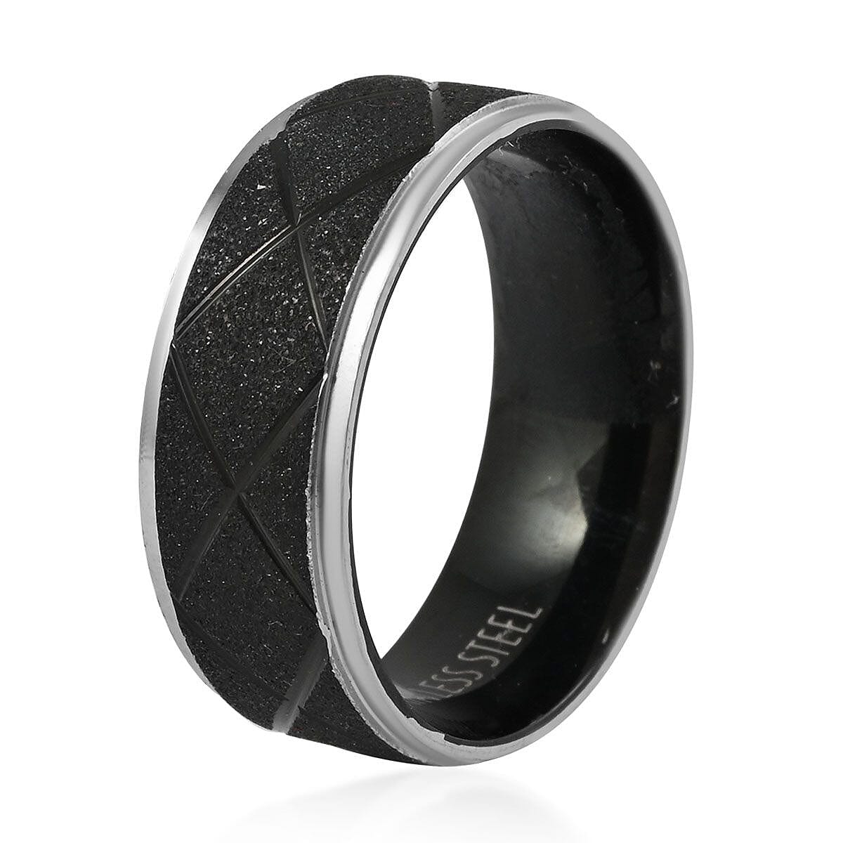 Men's Ring in ION Plated Black Stainless Steel image number 3