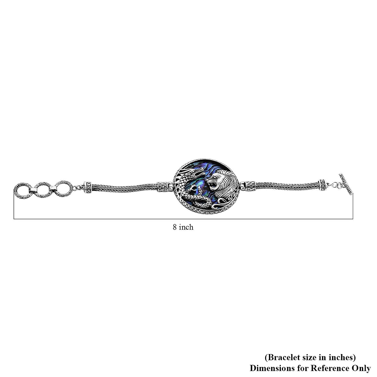 Bali Legacy Abalone Shell Lion & Dragon Bracelet in Sterling Silver (7.50 In) image number 4