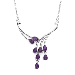 African Amethyst Necklace (18 Inches) in Stainless Steel 3.15 ctw | Tarnish-Free, Waterproof, Sweat Proof Jewelry