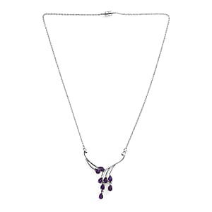 EverTrue African Amethyst Necklace (18 Inches) in Stainless Steel 3.15 ctw | Tarnish-Free, Waterproof, Sweat Proof Jewelry