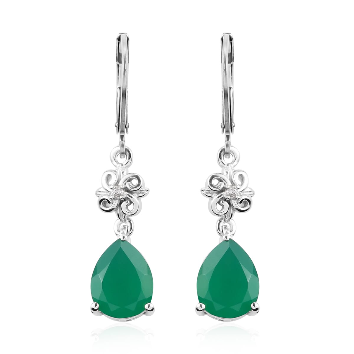 Karis Verde Onyx and White Zircon Dangling Earrings in Platinum Bond 4.85 ctw image number 0