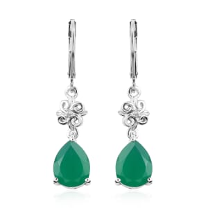 Karis Verde Onyx and White Zircon Dangling Earrings in Platinum Bond 4.85 ctw