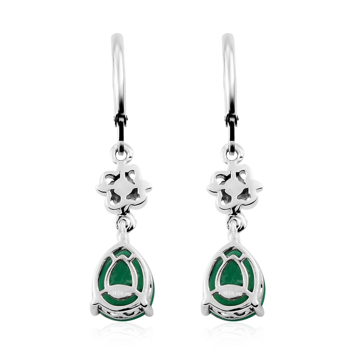 Karis Verde Onyx and White Zircon Dangling Earrings in Platinum Bond 4.85 ctw image number 4