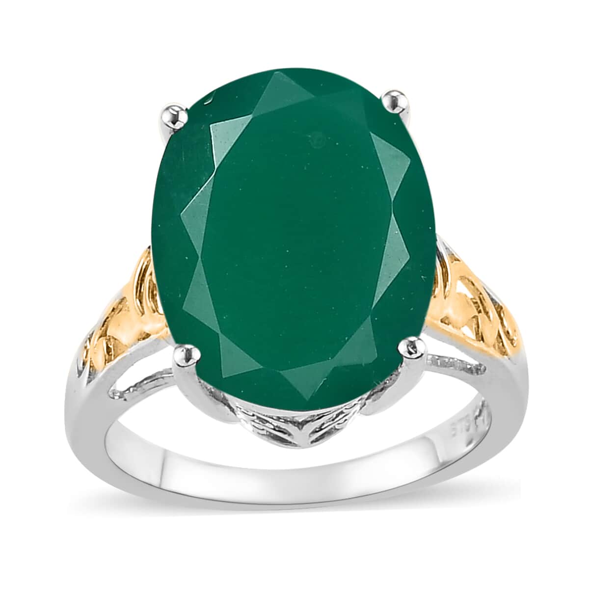 Karis Verde Onyx Solitaire Ring in 18K YG Plated and Platinum Bond 7.50 ctw image number 0