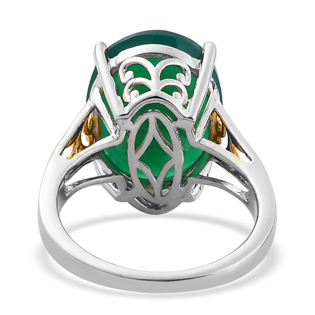 Karis Verde Onyx Solitaire Ring in 18K YG Plated and Platinum Bond 7.50 ctw image number 4