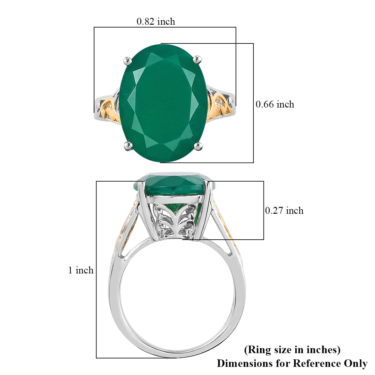 Karis Verde Onyx Solitaire Ring in 18K YG Plated and Platinum Bond 7.50 ctw image number 5